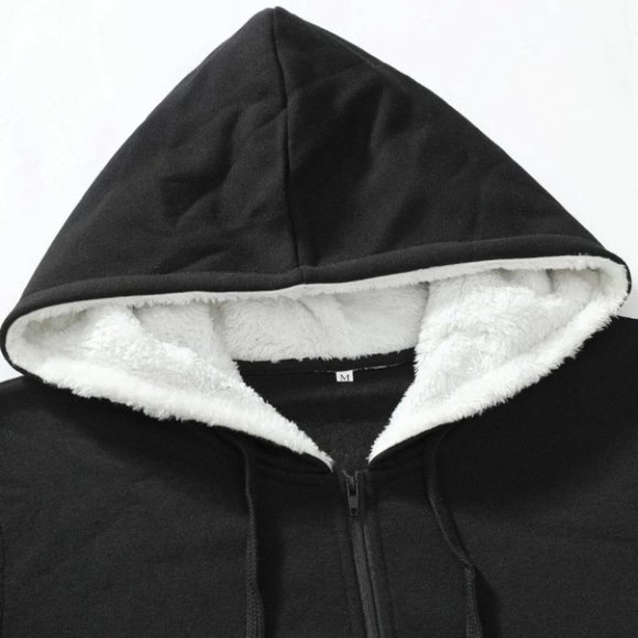 Black Mens Thermal Hoodie - Picture 5 of 6